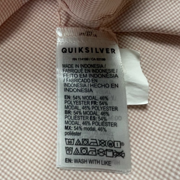 Quiksilver Peachy Tan Pin Check Casual Button Down Shirt XL - Picture 4 of 9